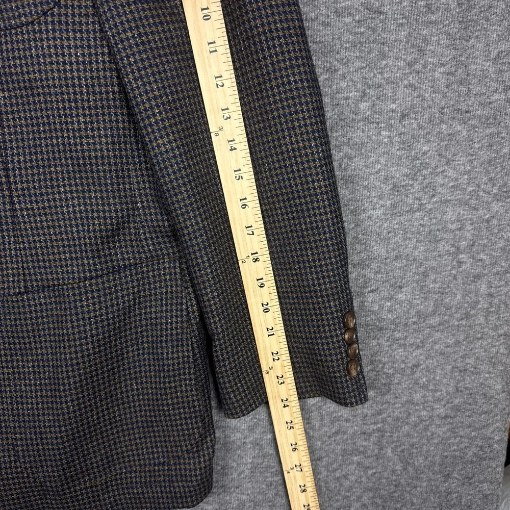 Q by Flynt Sport Coat Blazer Mens 40R Brown Houndstooth Tweed Wool Silk Bateman